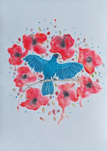 Kōkako and Poppies