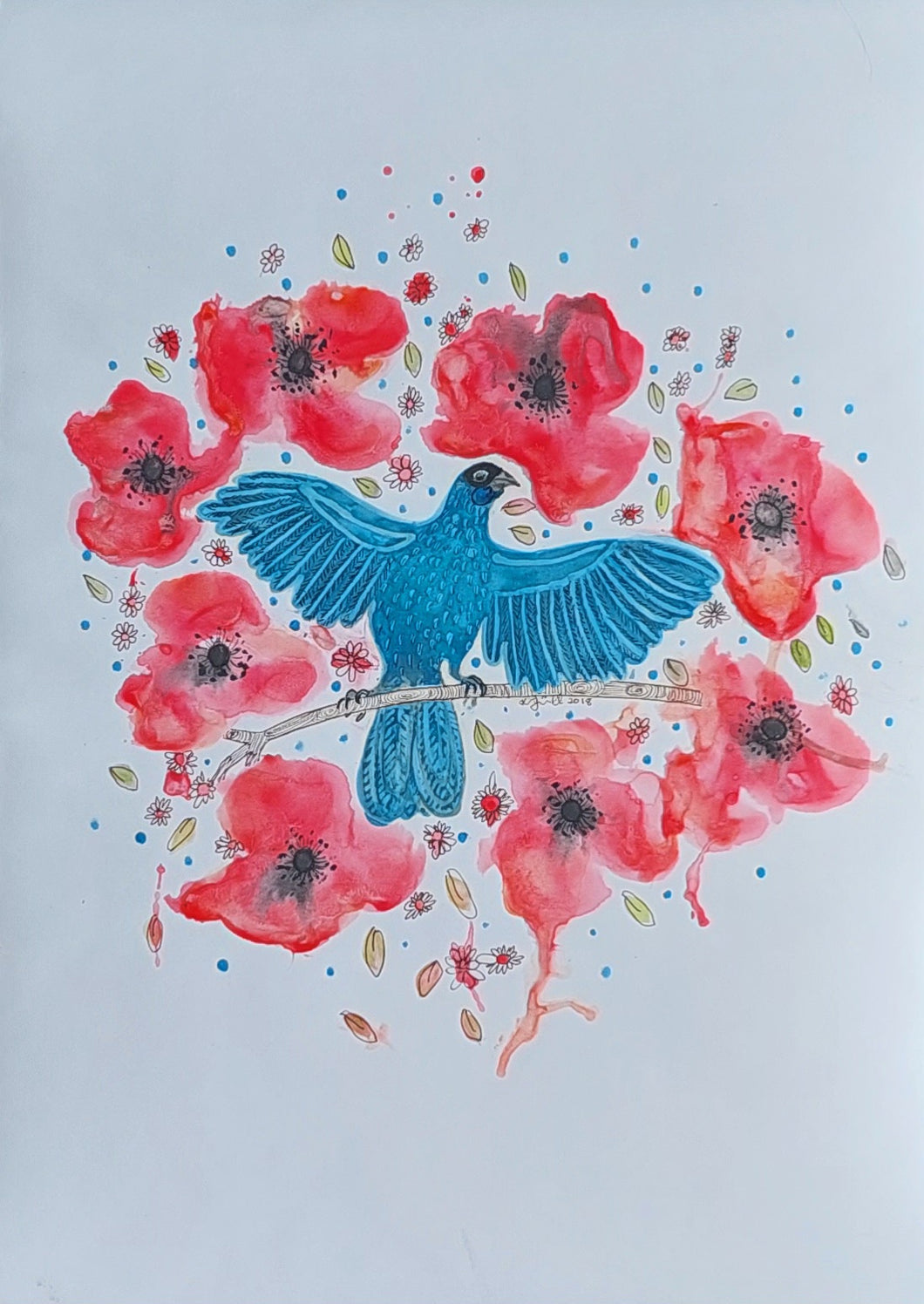 Kōkako and Poppies