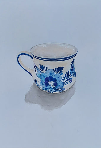 Delft Blue Windmill and Flower Coffee Mug