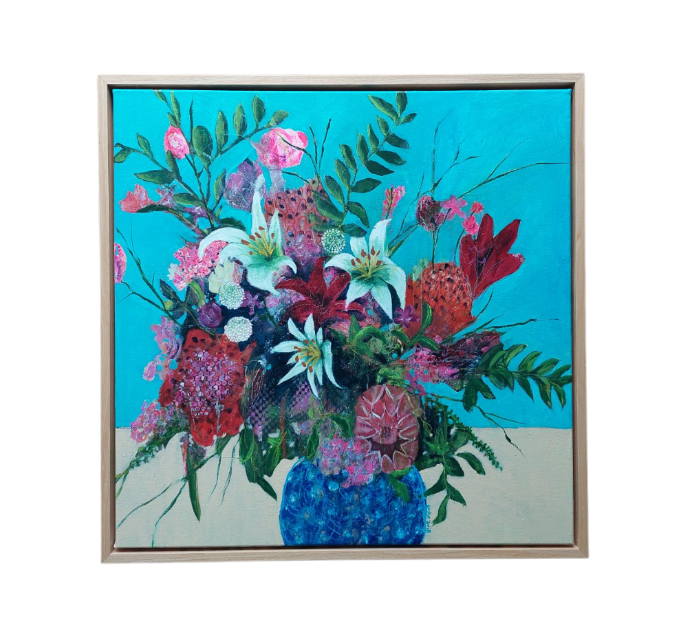 'Blue vase with Proteas'